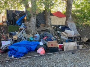 garbage at encampment
